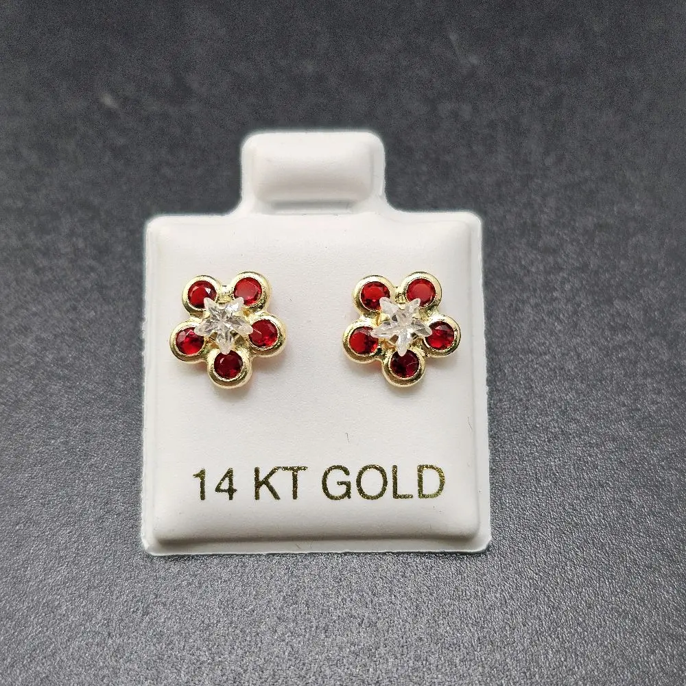 gold 14k earrings flower desing for everyday wear