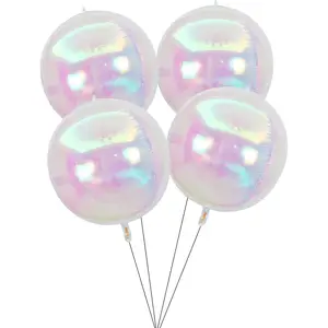 22Inch Iridescent 4D Sphere balloons,Holographic balloons for 21st birthday party/Iridescent party/girl party/Groovy party decoration(4pcs)