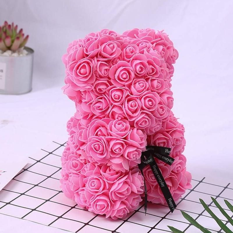 Moxie Dawn Rose Bear - Rose Teddy Bear 10 inch Teddy Flower Bear - Over 200 Dozen Artificial Flowers - Mother’s Day, Anniversary, Birthday & Bridal Showers, Gift, Mom, Mum Decor Decorative