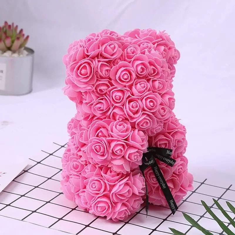 Moxie Dawn Rose Bear - Rose Teddy Bear 10 inch Teddy Flower Bear - Over 200 Dozen Artificial Flowers - Mother’s Day, Anniversary, Birthday & Bridal Showers, Gift, Mom, Mum Decor Decorative