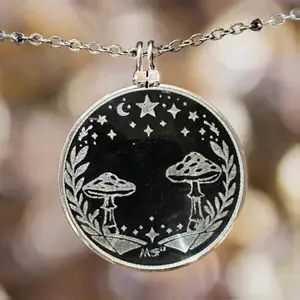 The Magic Mushys Solar Lighter Pendant - Silver Compass Rose Necklace with Built-in Magnifying Glass & Fire Starter - Perfect for Campers & Outdoor Enthusiasts