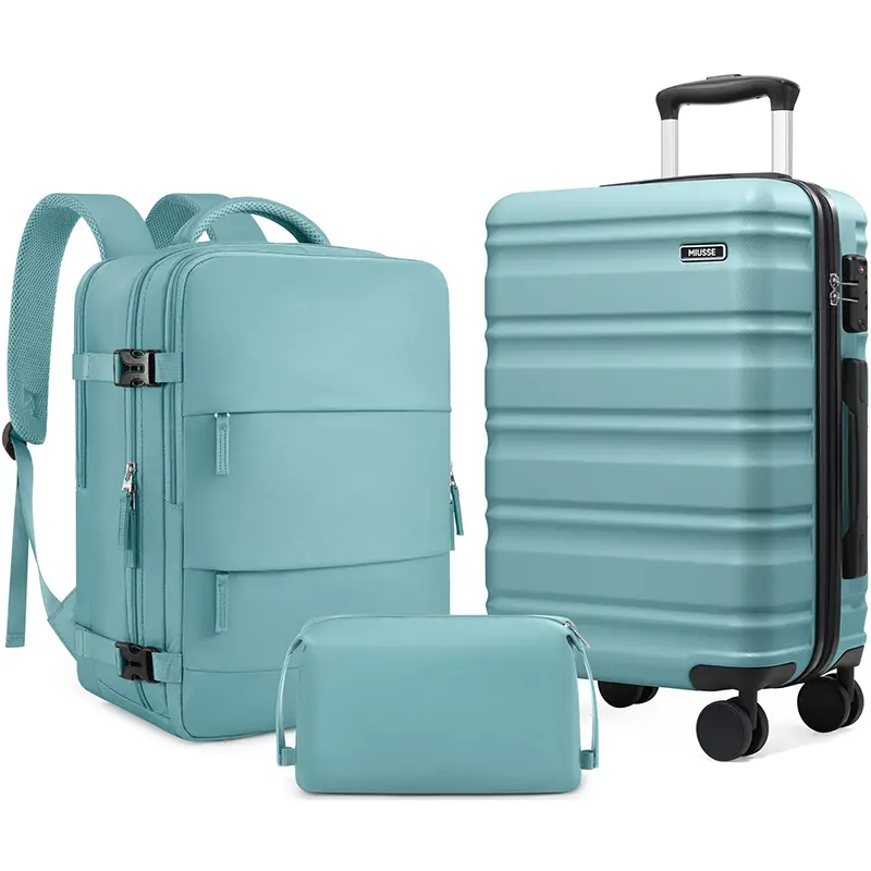 Miusse Suitcase Set 3 Piece – Lightweight ABS Hardshell Carry On Luggage with Spinner Wheels, TSA Lock, and Fully Lined Interior