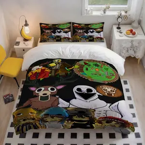 3pcs 99 Nights in Forest Nights in Forest Animal Par Three-piece patterned Decorative bedding set, duvet cover and pillowcases, multi-color printing, suitable for all seasons, ideal for home and rooms, 1 Duvet Cover + 2 Pillowcases (No Insert)