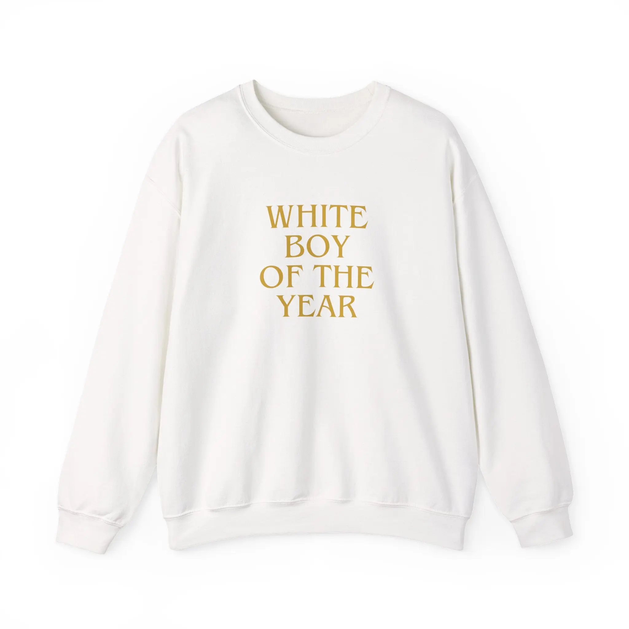 Men's Long-Sleeve Casual Embroidered Text Graphic Crewneck Sweatshirt - The Eli Soft Fabric Pullover White Top