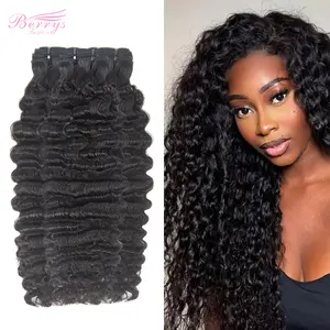Berrys Hair Burmese Curly Human Hair Bundles - 100% Unprocessed for Women bundles Double Weft Extensions Natural Black Afro Afro Kinky Hair