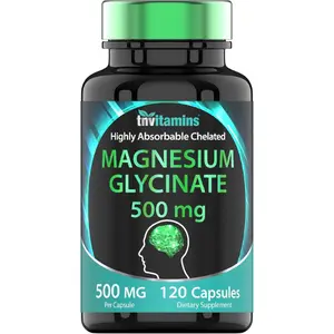 Magnesium Glycinate 500mg Per Capsule - 120 Count | 4 Month Supply! | Pure Chelated Magnesium Supplement for Sleep, Calm, Nerve, Joint, & Bone Support* | AKA Magnesium Bisgycinate | Non-GMO