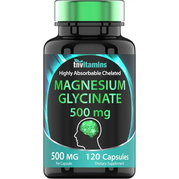 Magnesium Glycinate 500mg Per Capsule - 120 Count | 4 Month Supply! | Pure Chelated Magnesium Supplement for Sleep, Calm, Nerve, Joint, & Bone Support* | AKA Magnesium Bisgycinate | Non-GMO