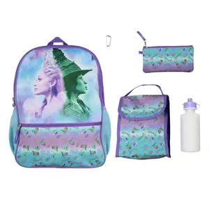 Wicked Backpack 5-Piece Set Unbreakable Bond Elphaba and Glinda 16" Bookbag with Adjustable Straps