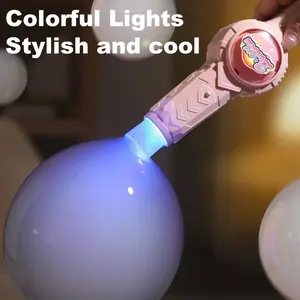 Elastic Smoke Bubble Machine for Kids Rechargeable Magic Bubble Wand with Lights Sound Includes Gloves Spill Proof Cup Safe Solution Green Pink