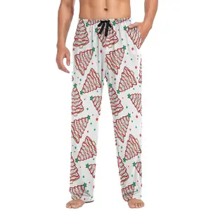 Men's Pajama Pants Christmas Tree Cakes Soft Long Sleep Lounge Pjs Bottoms