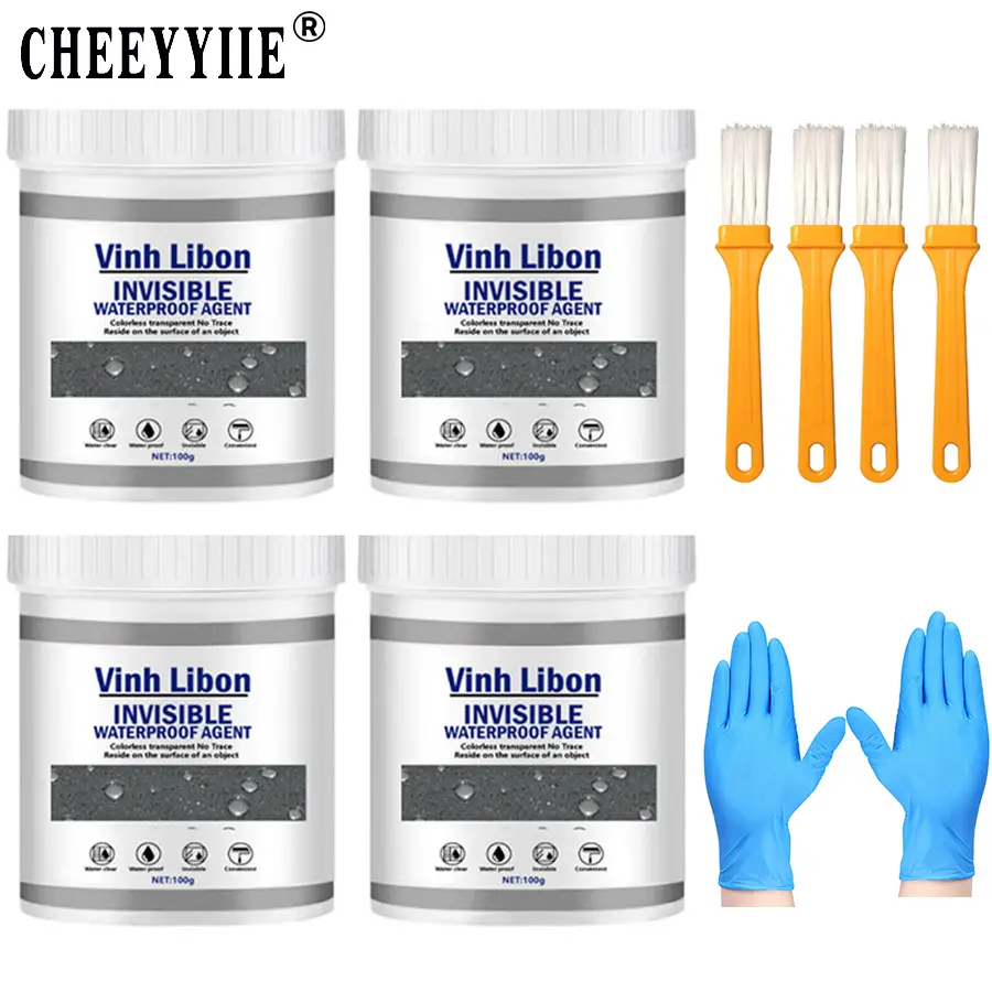 2/4 PCS Invisible Waterproof Agent With Brush, Waterproof Insulating Sealant, Super Strong Bonding Sealant, Invisible Waterproof Anti-Leakage Agent, 100g/1pc Caulking Protector