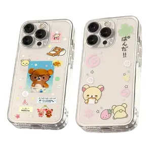 Cartoon Cute Rilakkumas Bear Clear Phone Cases For iPhone 17 16 15 14 13 12 11 Promax Pro Air Plus Transparent Shockproof Protective Cover