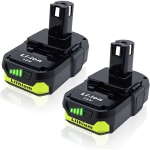 2 Packs 3.0Ah High Capacity Replacement for Ryobi 18v  P108 P104 P105 P102 P103 P122 P109 Li- Compatible with Ryobi 18V + System Cordless Power Tools and Charger