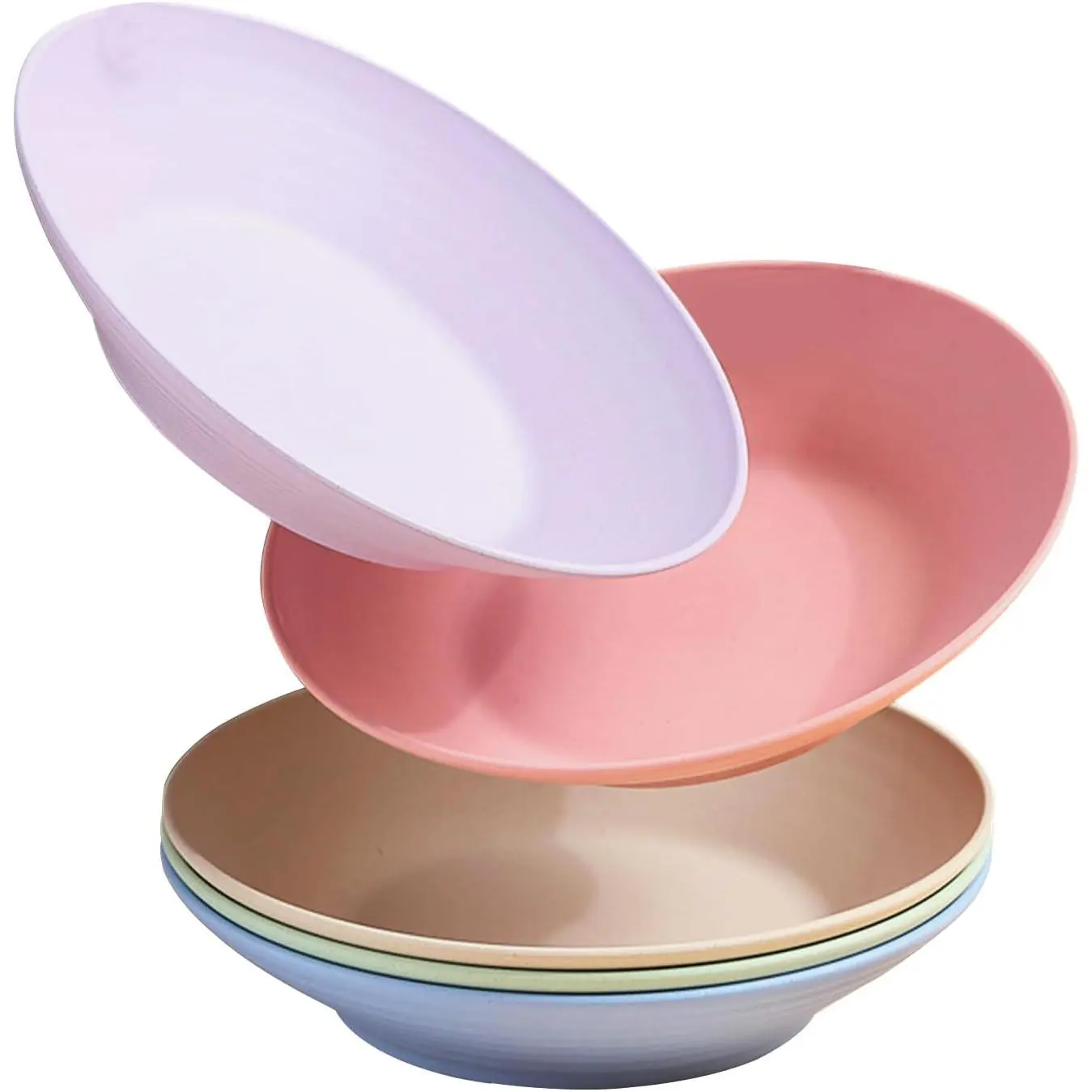 Wheat Dinner Plates  5 Pack Unbreakable Straw Plastic Reusable Lightweight Deep Dishwasher &amp; Microwave Safe for Kids Children Adult