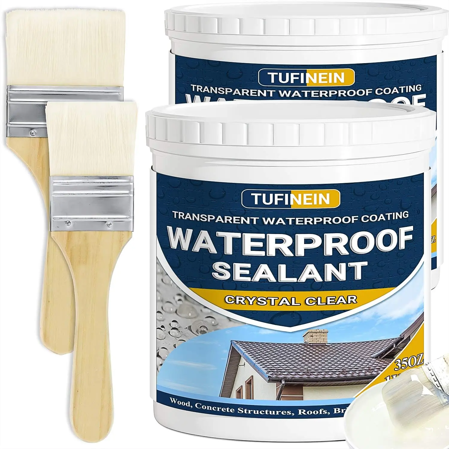 TUFINEIN 70oz Water-Based Invisible Sealant - Water-Resistant Adhesive for Roofing, Brick, Gardens, Indoor & Outdoor Use