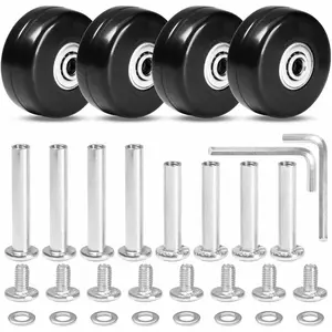 4 count Luggage Wheels Replacement, 1.65 Inch (42 x 19mm) Rubber Suitcase Replacement Wheels Wear-Resistant Repair for Luggage
