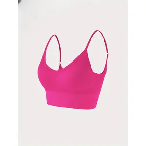 Classic Continuous Hair Knitted Ribbed Yoga Neck Halter Sports Bra siera ncho lingerie color