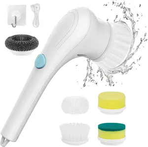 Electric Spin Scrubber, Cordless Cleaning Brush with 5 Replaceable Brush Heads, Tub and Floor Tile 360 Power Scrubber Dual Speed with Adjustable Detachable Handle for Bathroom Kitchen Car