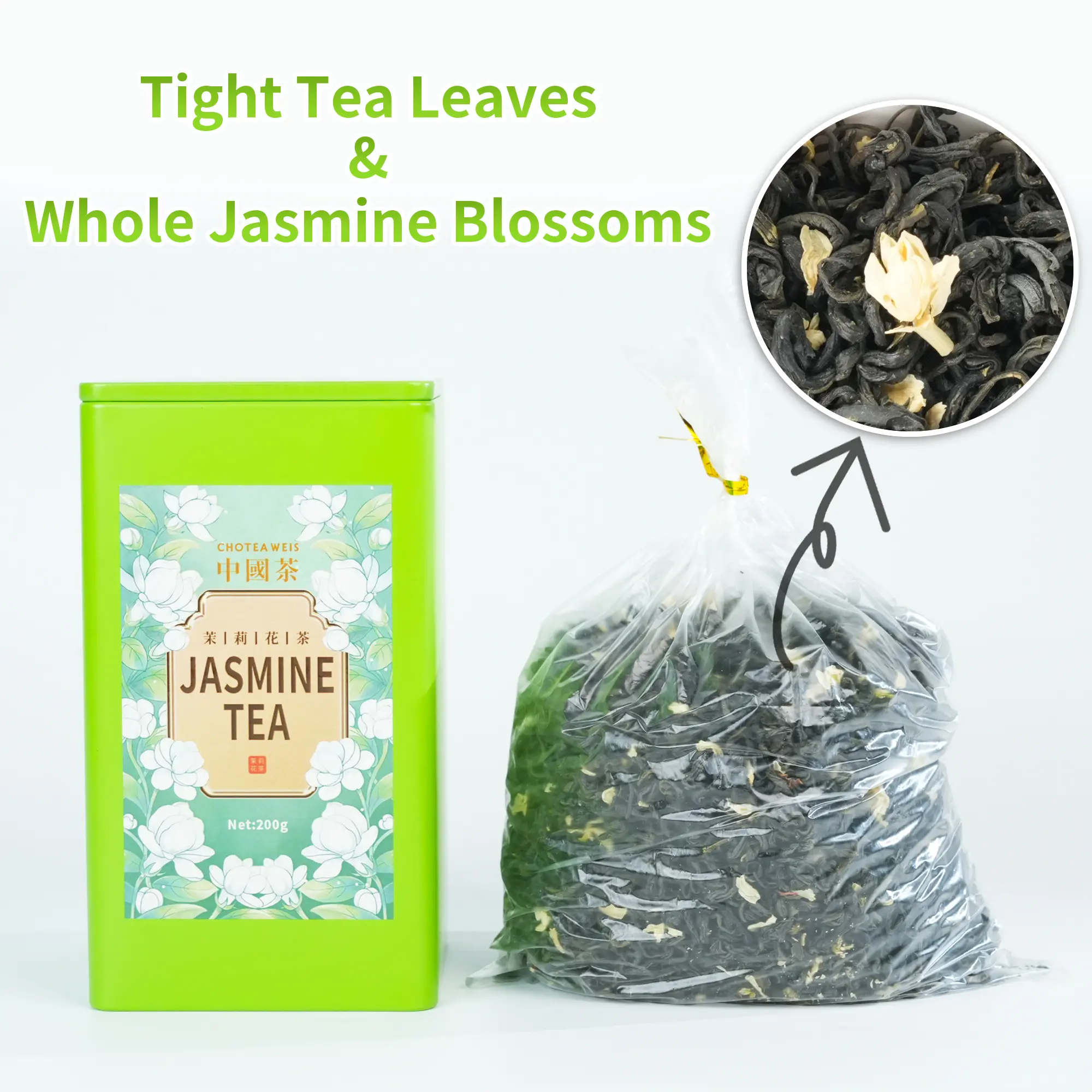 Jasmine Green Tea Loose Leaf Light Floral & Refreshing 200g