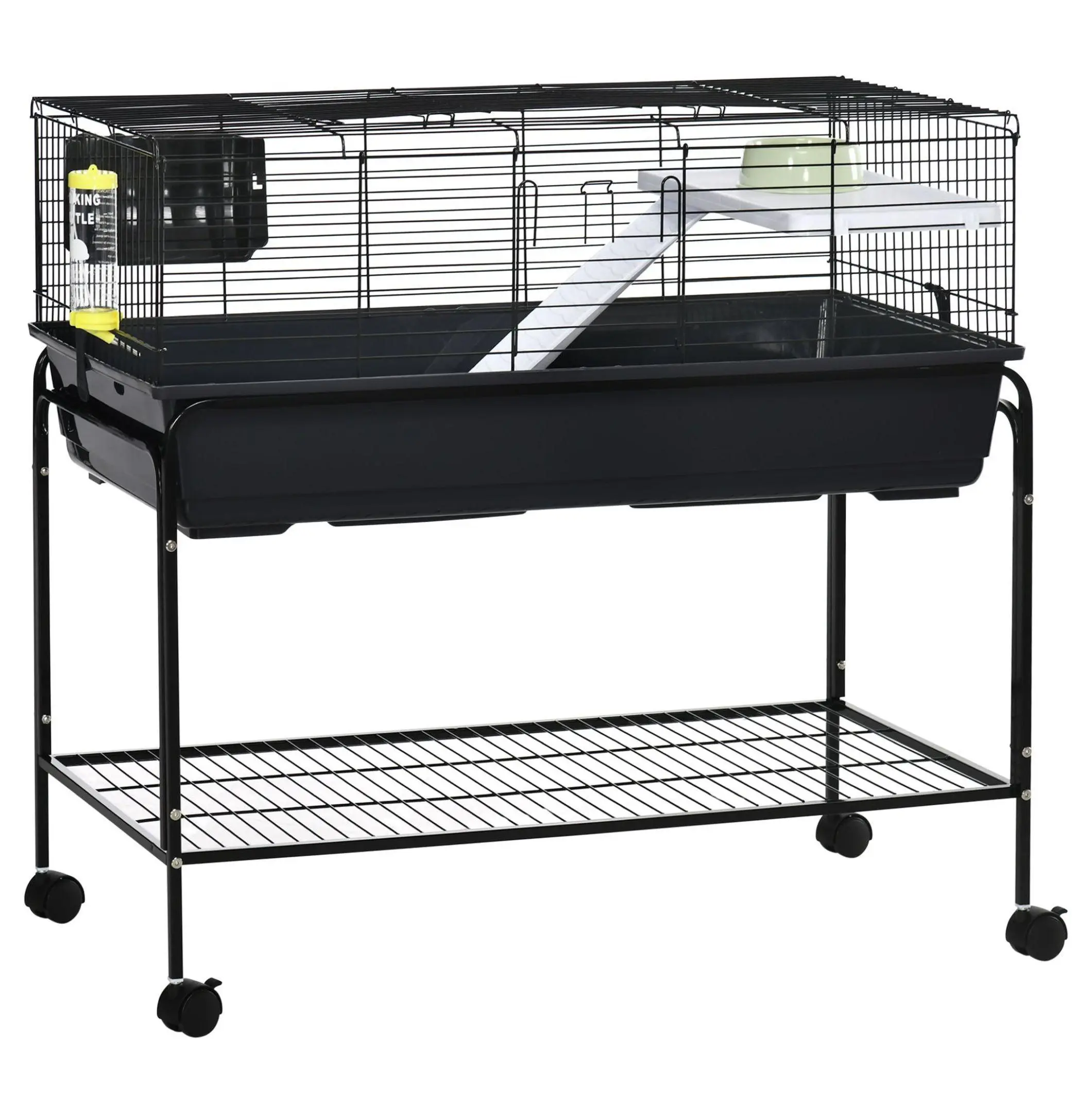 Small Animal Cage with Stand, Guinea Pig Habitat, Hedgehog Cage, Chinchilla Cage, 2-Story, Wheels, Removable Base default