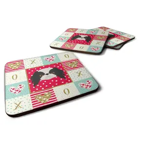 212 MAIN Foam Coasters - 3.5 x 3.5 in., Japanese Chin Love Motif, Fade Resistant, Heat-Safe, Set of 4 Kitchenware Tableware for Placemat Use