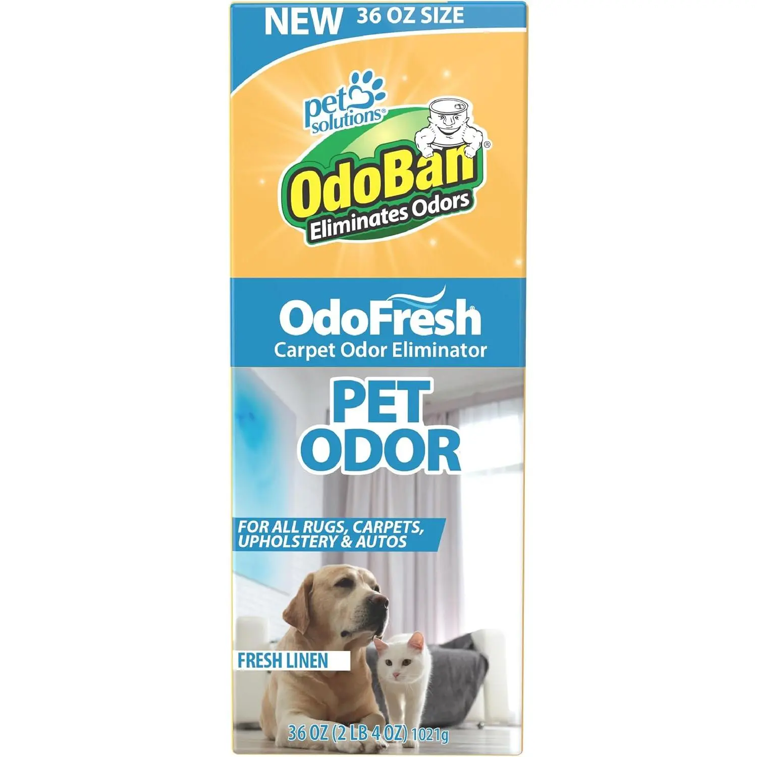 OdoBan OdoFresh Carpet and Room Deodorizer Powder for Home Smells and Odors Including Smoke, Pet Urine, Dogs, and Cat Litter, Made in the USA, Fresh Linen Scent, 36 Ounces