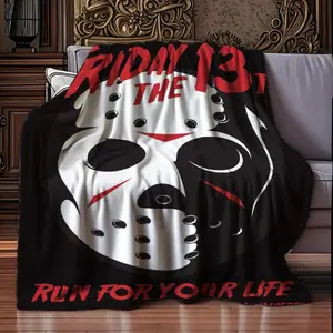 [Jason Voorhees Flannel Blanket] Soft & Warm Jason Voorhees Friday The 13th Horror Flannel Blanket | Comfortable for Sofa, Bed, Office, Travel | Thanksgiving, Mother's Day, Independence Day, Father's Day, Halloween, Christmas Gift