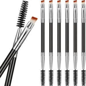 6 Pieces Angled Spoolie Eyebrow Brush Mini Eyelash Brush for Tinting, Fit for Brow Gel and Cream, Silver