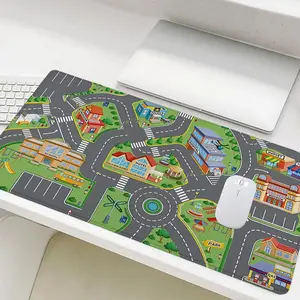 Cartoon Road Map Pattern Mouse Pad, Rectangle Gaming Mouse Pad, Non-Slip Rubber Base Mouse Pad for Home Office, Gaming Enthusiasts Gift, Desk Pad, Gaming Desk Accessory, Fun Desk Supplies