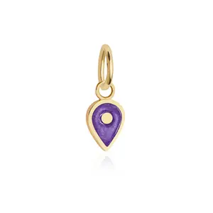 February Map Pin Charm Amethyst Enamel, Solid Gold