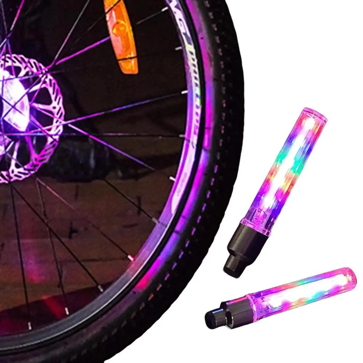 2-Pack Waterproof IPX LED Bike Light Set, 5 Light Beads, 7 Lighting Modes, Automotive & Motorcycle Accessories, Bicycle Wheel & Car Valve Decorative Gear, Night Riding Visibility Boost for Bicycles, Boosts Visibility