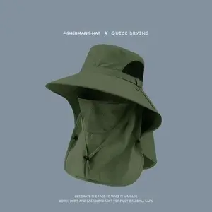 Unisex Summer Sports Bucket Hat, UPF 50+ 360° Full Sun Coverage with Detachable Face Mask & Neck Cover, Breathable Quick-Drying for Fishing, Hiking