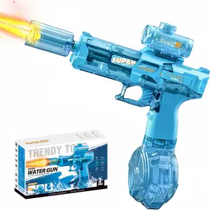 Summer Pool Beach Party LED Electric Automatic Toy Water Gun with Light Effect, Safe Outdoor Toy for Adults and Kids, Rechargeable Lithium Battery