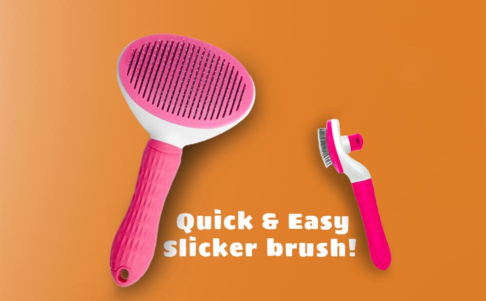 Self Cleaning Slicker Brush, Dog Cat Bunny Pet Grooming Shedding Brush - Easy to Remove Loose Undercoat, Pet Massaging Tool Suitable for Pets with Long or Short Hair Pink