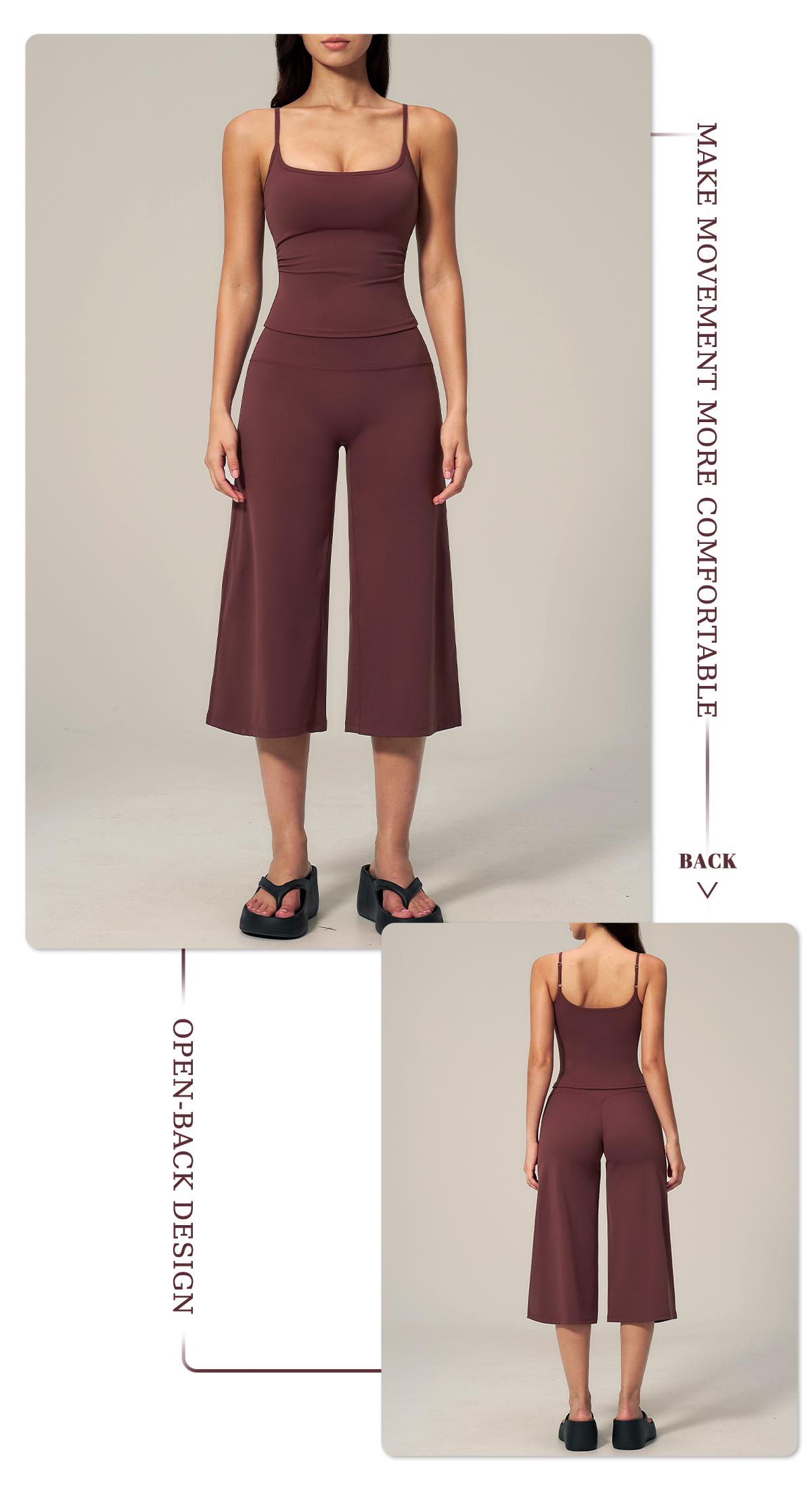 TIMEOFF Women's 2‑Piece Adjustable Strap Workout Set - V‑Shape Back Cami & High Waist Cropped Wide Leg Capris, Stretchy Breathable Fabric, 5 Colors | Waist Shaping, Tummy Control, Non‑Restrictive Fit | Ideal for Yoga, Casual Wear & Daily Loungewear