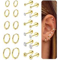 Gold Tone-Ball&CZ&Hoops