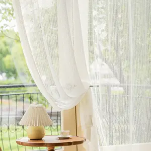1pc Linen Style Korean Thick Herringbone Cotton Hemp Window Curtain, Vintage Living Room Bedroom Dormitory Light-Filtering Drape, Home Decoration Curtain