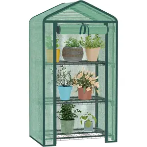 Greenhouse for Indoor Outdoor, Small Plastic  Green House 3-Tier Rack Stand Portable Greenhouses with Durable PE Cover for Seedling
