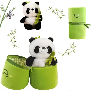 EMOIN Panda Stuffed Toy,Bamboo Tube Panda Pillow Stuffed Panda Bear Animal Plush Plushie