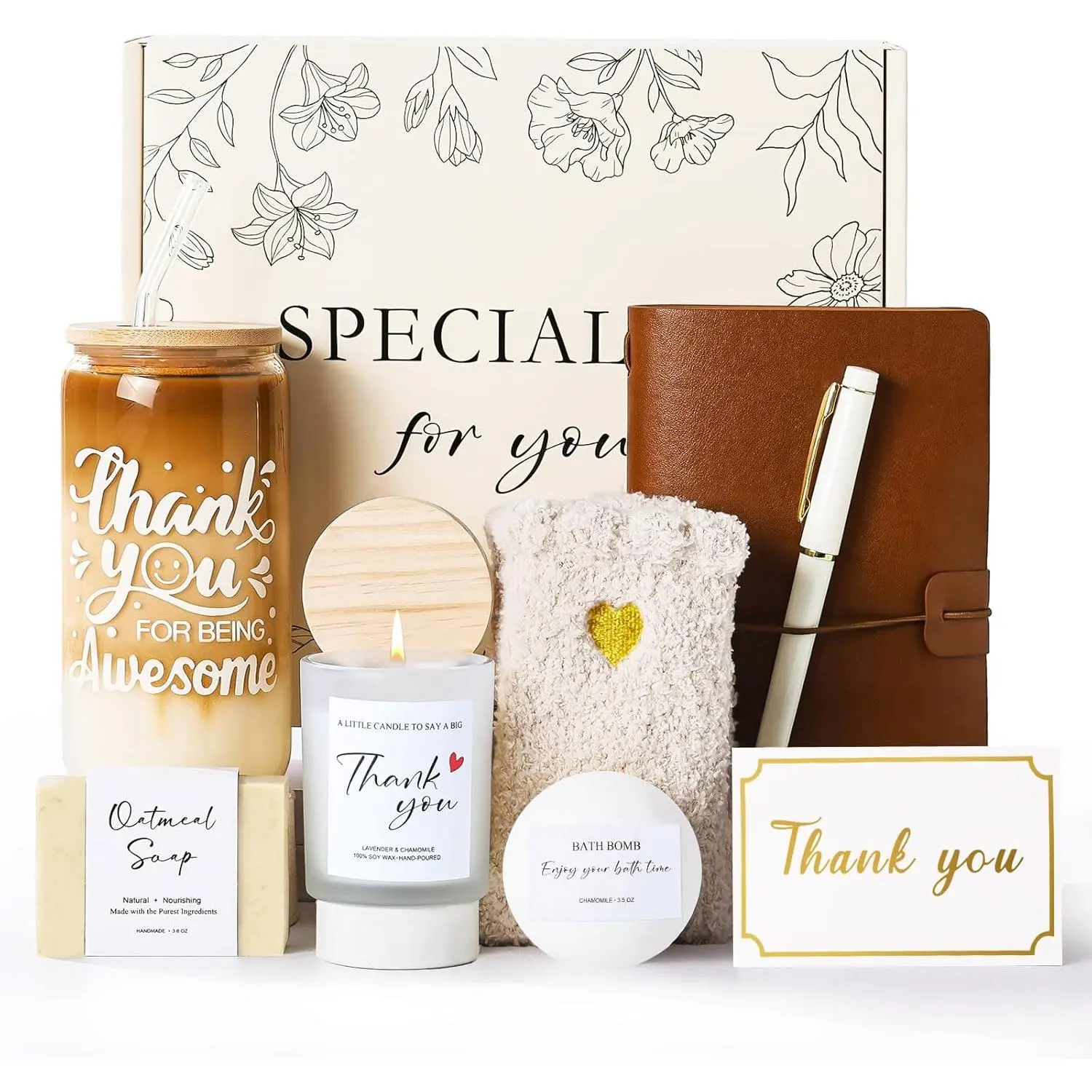 Thank You Gifts for Women, Administrative Professional Day Gifts, Teacher Appreciation Gift for Women Coworkers Employees Secretary Social Worker Nurse Set, Thank You for Being Awesome Gift Basket