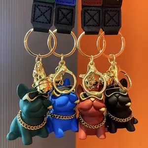 Hot Selling Product Creative Fashion Trendy Bulldog Keychains Resin Crafts Promotion Gift Best Price High Quality in Vibrant Colors
