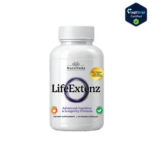 NutriVeda LifeExtenz NAD+ Supplement - Advanced Cognitive & Longevity Formula - 30 Veggie Capsules - Anti-Aging Cellular Repair