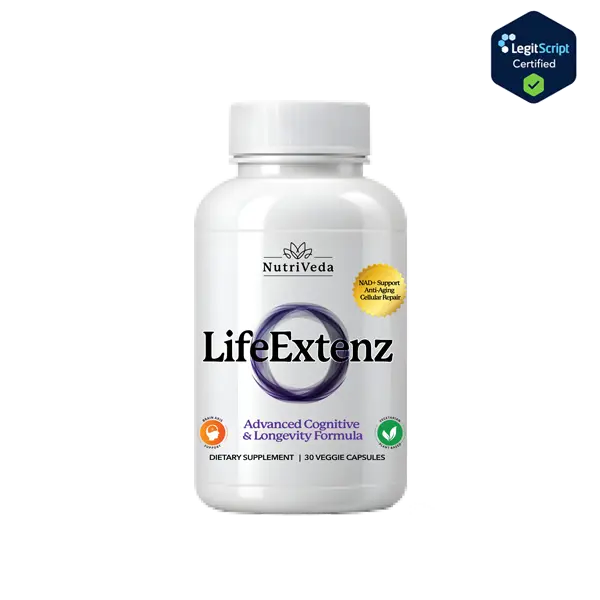 NutriVeda LifeExtenz NAD+ Supplement - Advanced Cognitive & Longevity Formula - 30 Veggie Capsules - Anti-Aging Cellular Repair