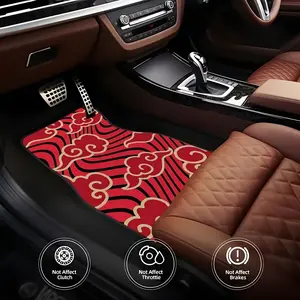 4-Pack Japanese-style pattern car non-slip mats, easy-to-clean interior accessories, all-round protection, durable underlining, heavy-duty floor mats for front and rear seats, Car Interior Kit