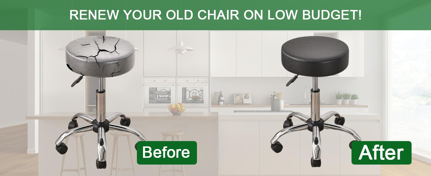 CRFATOP Bar Stool Covers Round Set of , Waterproof PU Seat Covers With Elastic Bands, Chair Covers Washable Cushion Slipcover for 12-15 Inch