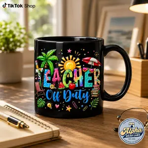 3D Effect Teacher Off Duty Mug,  Teacher Coffee Cup Summer Vacation Gift For Educators End Of School Year Appreciation Mug