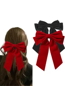 2-piece black and red butterfly bow decoration hair clip set suitable for Christmas parties, birthday parties, daily life, and can be worn