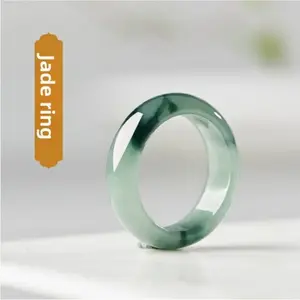 Class A Burmese Jadeite Ring, Jadeite Ring for Men and Women, Floral Pattern Ring, Icy and Waxy Jadeite Tail Ring, Wholesale