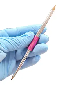 Fantasy Nails Double Head 3D Acrylic Brush #2 & #4 for Nail Art Design with Aluminum Handle for Precision Application