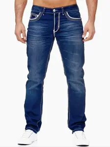 Men's Regular Fit Denim Jeans, Casual Comfy Slim-fitting Cowboy Pants for Daily Wear, Fashion Men's Bottoms for All Seasons, Denim Clothing
